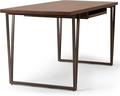 SIMPLIHOME Ryder SOLID WOOD and Metal 66 inch Wide Home Office Desk, Writing Table, Workstation, Study Table Furniture in Natural Aged Brown