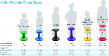 Kore Kids Wobble Chair - Flexible Seating Stool for Classroom & Elementary School, ADD/ADHD - Made in The USA - Age 6-7, Grade 1-2, Red (14in)