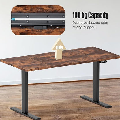 soges 63in Electric Standing Desk Ergonomic Height Adjustable Computer Desk Sit Stand Desk Home Office Desks Standing Desk, Vintage Brown