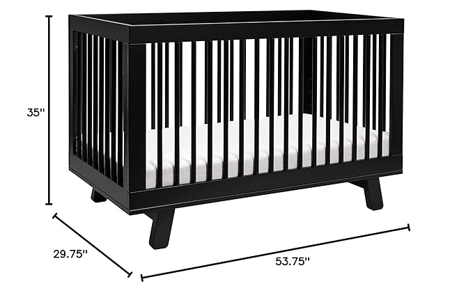 Babyletto Hudson 3-in-1 Convertible Crib with Toddler Bed Conversion Kit in Black, Greenguard Gold Certified