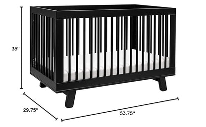 Babyletto Hudson 3-in-1 Convertible Crib with Toddler Bed Conversion Kit in Black, Greenguard Gold Certified
