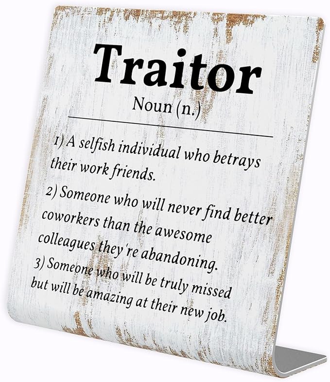 Coworker Leaving Traitor Gifts Sarcastic Farewell Gifts for Coworkers Work Bestie Gifts Going Away Gift for Coworkers Woman Good Luck Gifts for Coworkers Leaving Colleague Farewell Signs Gift LD7