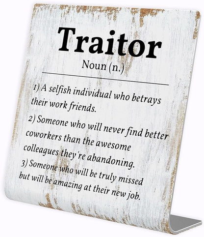 Coworker Leaving Traitor Gifts Sarcastic Farewell Gifts for Coworkers Work Bestie Gifts Going Away Gift for Coworkers Woman Good Luck Gifts for Coworkers Leaving Colleague Farewell Signs Gift LD7