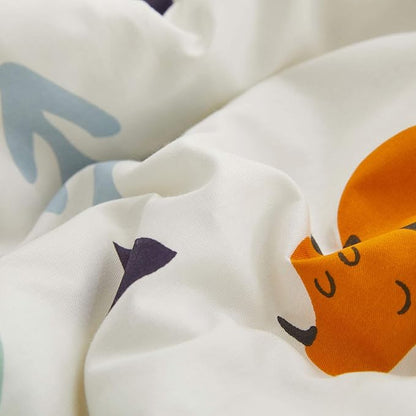 Joyreap 3pcs Cotton Comforter Set for Kids, Dinosaur Twin Size Cotton Bedding Comforter for Boys Girls, White n Orange Reversible Design, Soft n Cozy Comforter for All Season- 68x88 inches