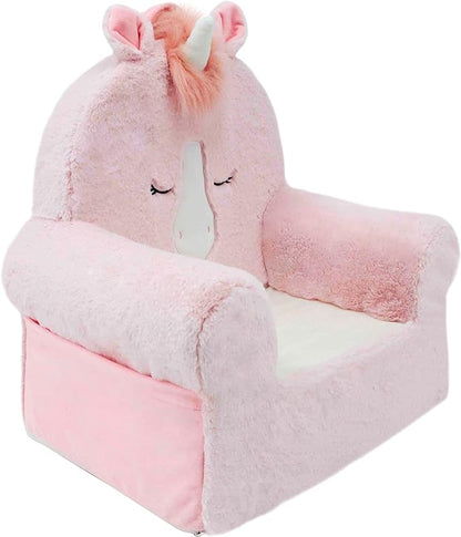 Soft Landing Animal Adventure Pink Unicorn, Sweet Seats, Compressed Premium Character Chair with Carrying Handle & Side Pockets