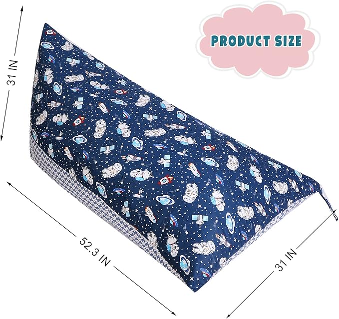 Stuffed Animal Storage Bean Bag Chair Cover, Cotton Blue Universe Plush Toy Storage Stuff and Sit Seat for Kids/Teens/Adults, 52" x 31" Extra Large Triangle Floor Sofa, 200L/52Gal, Cover Only
