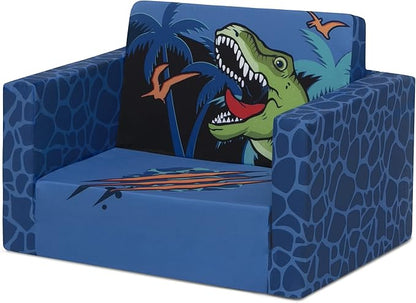 Delta Children Dinosaur Cozee Flip-Out Chair For Relaxing- 2-in-1 Convertible Lightweight,Portable Chair to Lounger for Toddlers & Kids