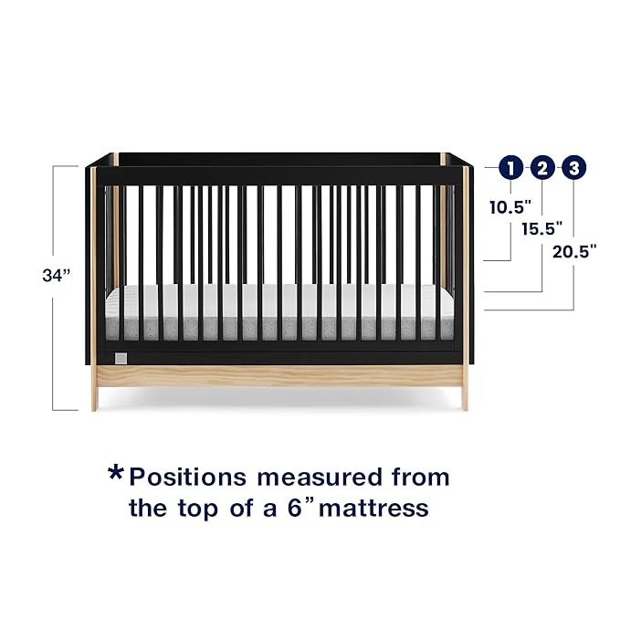babyGap by Delta Children Tate 4-in-1 Convertible Crib TrueSleep Crib and Toddler Mattress (Bundle), Ebony/Natural