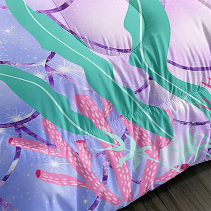 CVHOUSE Mermaid Comforter Set,Rainbow Mermaid Bedding Set for Girls Kids Teens,Rainbow Mermaid Comforter Mermaid Duvet Set Room Decor Quilt Set Full Size