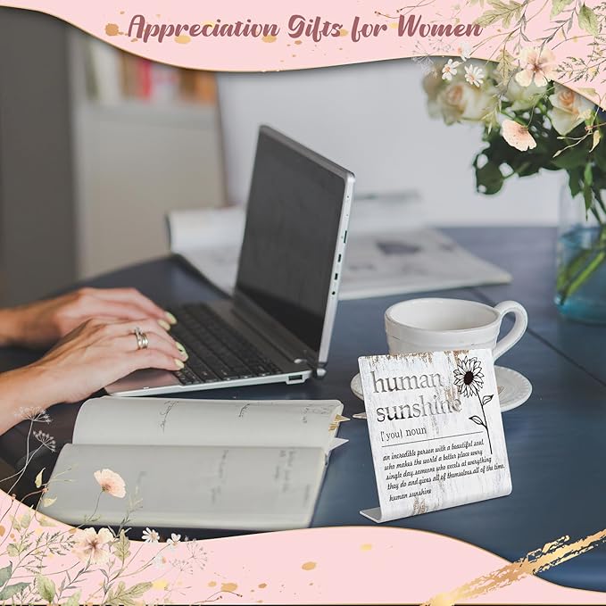 Human Sunshine Definition Desk Signs Funny Appreciation Gifts for Women Thank You Gift for Friends Teacher Coworker Doctor Nurse Gift for Mom Aunt Sister Sunshine Party Decorations XLK11