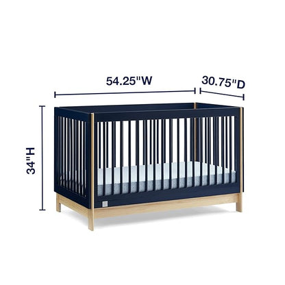 Delta Children babyGap Tate 4-in-1 Convertible Crib + Brannan Bear Bookcase with Bins + Brannan Bear Wall Shelf with 4 Hooks, Navy/Natural (Bundle)