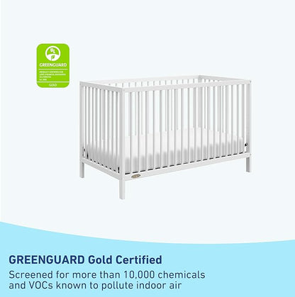Graco Teddi 5-in-1 Convertible Crib (White) – GREENGUARD Gold Certified, Converts to Daybed, Toddler & Twin Bed with Headboard and Footboard, Adjustable Mattress Height