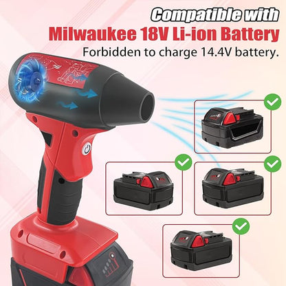 Mini Jet Blower Portable Violent Turbo Fan for Milwaukee 18V M18 Battery, 4-Speed Wireless High Speed Handheld Fan, for Computer Key Board Cleaning,Hair Drying,Camping,Outdoors,Car (No Battery)