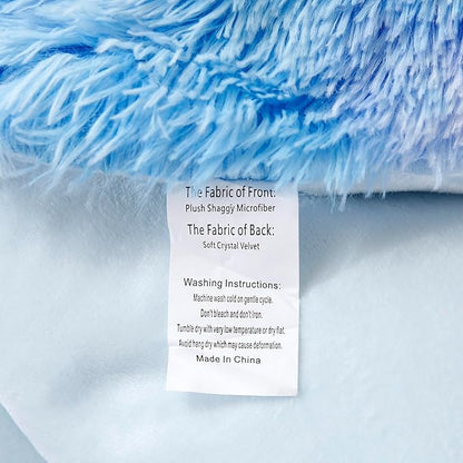 WINLIFE Shaggy Bedding Comforter Set Faux Fur Flannel Furry Comforter Microfiber Plush Comforter Sets Pastel Gradient Ombre Tie Dye MultiColor Bedding for Girls Adults (3Pcs, Twin, Purple Blue)