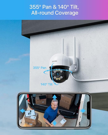 ZOSI C289 2K Pan/Tilt WiFi Add On Camera, 3MP Plug-in Outdoor PT Security Camera, Night Vision, Human Detection, 2 Way Audio, Smart Light Siren, Only Work 2K WiFi NVR System(ZR08RP,ZR08LL)
