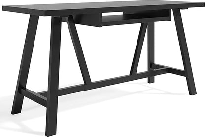 SIMPLIHOME Dylan SOLID WOOD Modern Industrial 60 inch Wide Home Office Desk, Writing Table, Workstation, Study Table Furniture in Black
