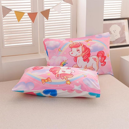 Aimuan Girls Unicorn Comforter Set 3 Pieces Pink Purple Bedding Set with Rainbow Star Galaxy Stars Fantasy Children Room Decor Soft Reversible Bed Sets for Boys/Girls/Teens (Pink Full3Pcs)