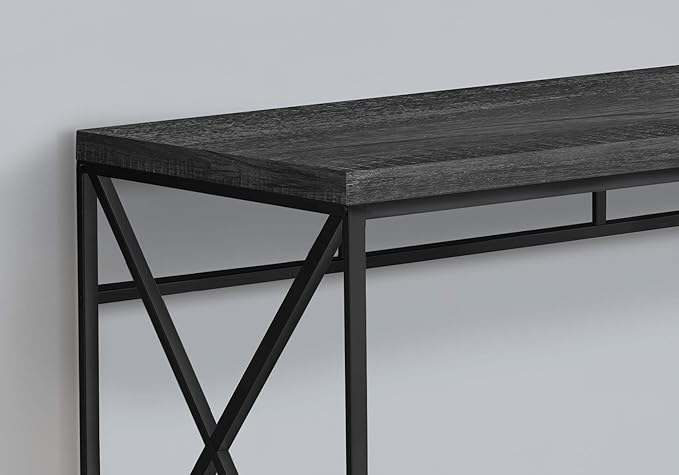 Monarch Specialties Modern Industrial Style-Home & Office Writing Table with Sturdy Crisscross Metal Computer Desk, 48" L, Black Reclaimed Wood-Look/Black Frame