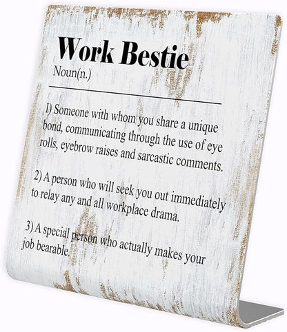Work Bestie Gifts for Women Leaving Going Away Gift for Coworker Funny Coworker Leaving Gifts Sarcastic Farewell Gifts for Coworkers Leaving Colleague Farewell Signs Gift LD8