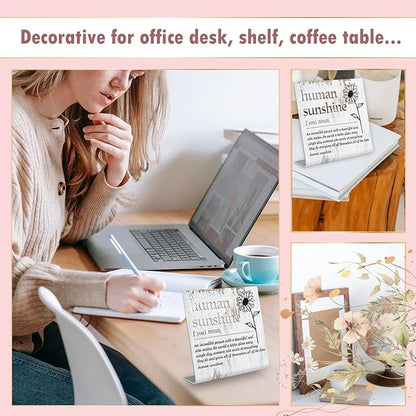 Human Sunshine Definition Desk Signs Funny Appreciation Gifts for Women Thank You Gift for Friends Teacher Coworker Doctor Nurse Gift for Mom Aunt Sister Sunshine Party Decorations XLK11