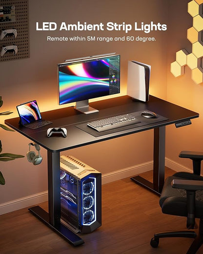 Marsail TZESD22B-USMS3 Standing Desk with LED Lights, 55 24 Inch, Black