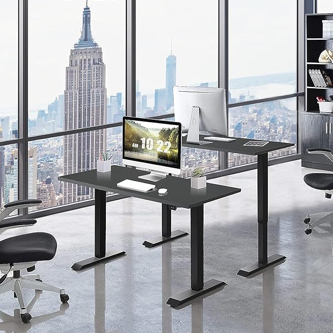 Electric, Single Motor Height Adjustable 2 Button Controller, Table Base for Work Home Office Computer Workstation Standing Desk Frame, Black