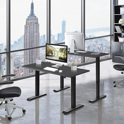 Electric, Single Motor Height Adjustable 2 Button Controller, Table Base for Work Home Office Computer Workstation Standing Desk Frame, Black