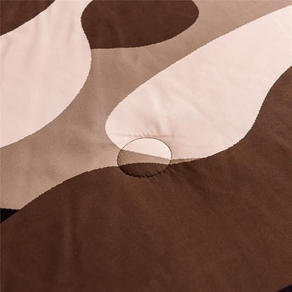 Meeting Story Camouflage Bedding Set, Colorful Pattern Style Queen Comforter Set, 3 PCS One Comforter and Two Pillowcases in One Bag, All Season Bedspread for Kids Teens Adults (Coffee, Queen)