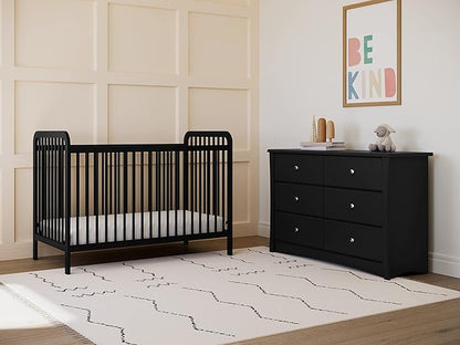 Storkcraft Pasadena 3-in-1 Convertible Crib (Black) – GREENGUARD Gold Certified, Converts to Daybed and Toddler Bed, Fits Standard Full-Size Crib Mattress, Adjustable Mattress Height