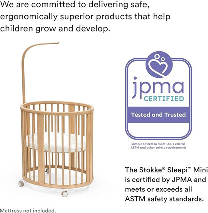 Stokke Sleepi Mini Bundle, White - includes Crib/Bed, Mattress & Drape Rod - Suitable for Ages 0-5 Years Old - Adjustable & Stylish