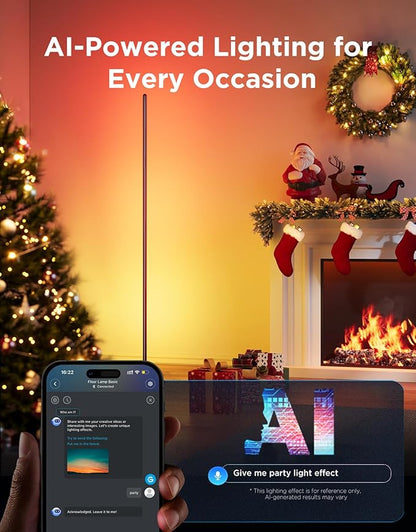 Govee RGBIC Floor Lamp, LED Corner Lamp Works with Alexa, 1000 Lumen Smart Modern Floor Lamp with Music Sync and 16 Million DIY Colors, Color Changing Standing Floor Lamp for Bedroom Living Room Black