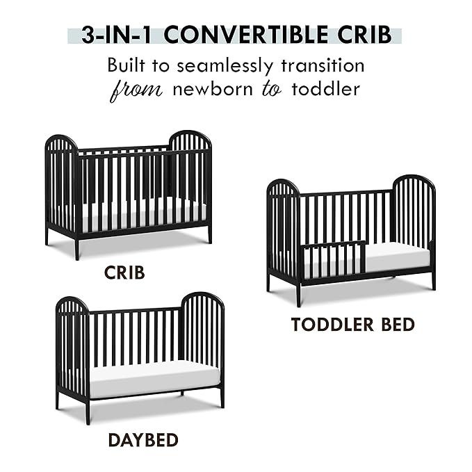 DaVinci Beau 3-in-1 Convertible Crib in Ebony, Greenguard Gold Certified