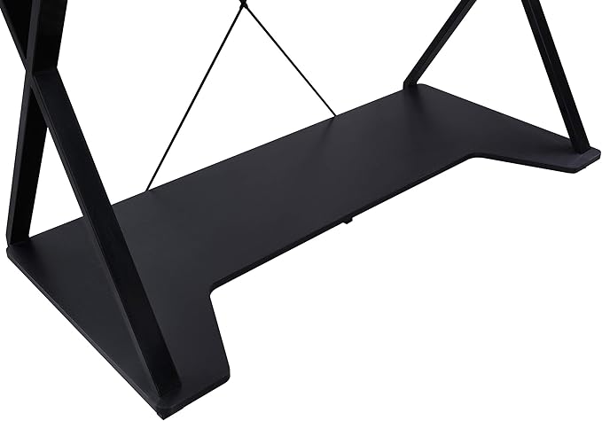 OSP Home Furnishings Checkpoint Ghost Battlestation Gaming Desk with RGB LED Lights, Black