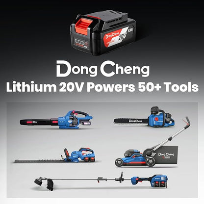 DongCheng Cordless Leaf Blower, 485 CFM Variable Speed & Turbo Mode, 3 Nozzles, Shoulder Strap, 4.0Ah Battery and Charger Included, Battery Powered Leaf Blower for Town Care, Patio and Blowing Leaves