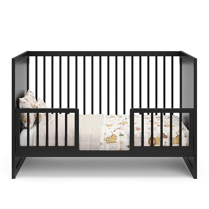 Storkcraft Calabasas 3-in-1 Convertible Crib (Black) – GREENGUARD Gold Certified, Fits Standard Crib Mattress, Converts to Toddler Bed, Modern Style, Easy 30-Minute Assembly