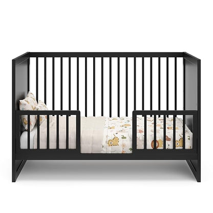 Storkcraft Calabasas 3-in-1 Convertible Crib (Black) – GREENGUARD Gold Certified, Fits Standard Crib Mattress, Converts to Toddler Bed, Modern Style, Easy 30-Minute Assembly