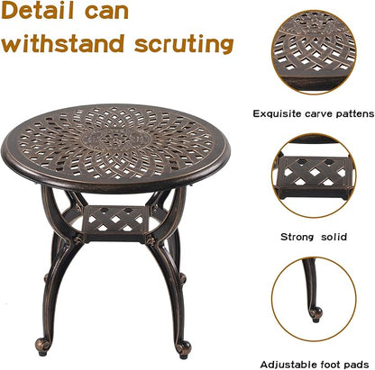 Jardin DE CENTENNAIL 3-Piece Outdoor Bistro Set Cast Aluminum Rust-Resistant Patio Furniture Armchairs Design (Copper)