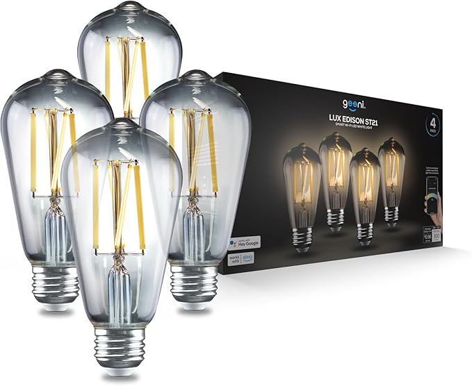 Geeni Smart Light Bulb - Alexa and Google Home Compatible, Tunable White LED Programmable and Dimmable WiFi Light Bulb, App Controlled (ST21-4 Pack)