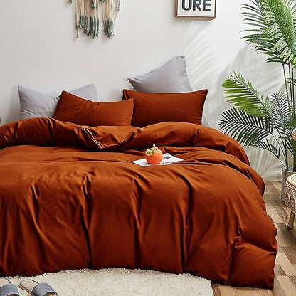 Rust Comforter Sets Burnt Orange Bedding Set Cal King Reddish Caramel Color Terracotta Bed Set 3 Pieces Women Lightweight Solid Burnt Orange Color Blanket Rust Quilts Breathable Bed Comforter