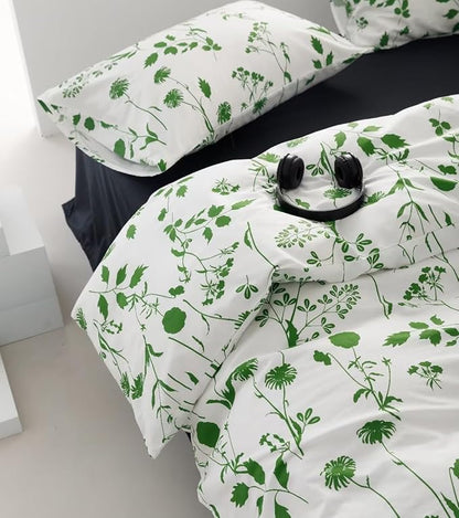Botanical Comforter Set King White and Sage Floral Plant Bedding Comforter Set Girls Garden Pattern Printed on White Blanket Rustic Leaf Blossom Women White Farmhouse Comforter King