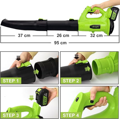 Yougfin Cordless Leaf Blower, 320 MPH 21V Electric Blowers for Lawn Care, Battery Powered Blower with 6 Speed Mode (4.0Ah Battery & Charger Included)