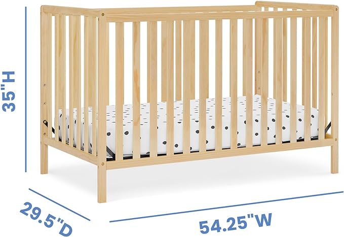 Delta Children Heartland 4-in-1 Convertible Crib, Natural + Twinkle Galaxy Crib and Toddler Mattress (Bundle)