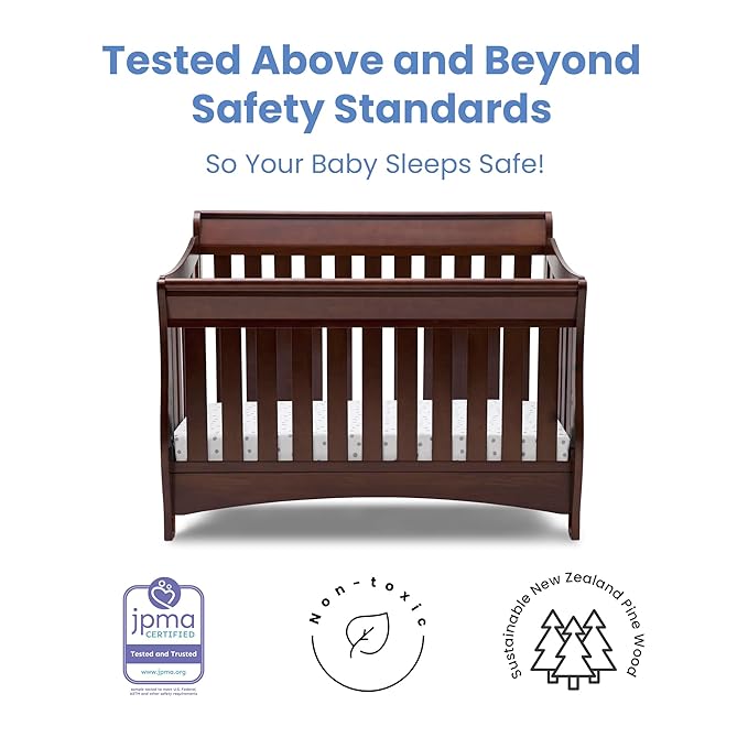 Delta Children Bentley S Series 4-in-1 Convertible Baby Crib, Chocolate