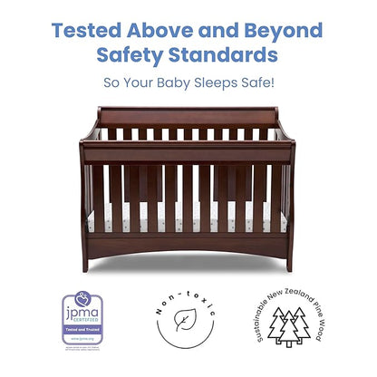 Delta Children Bentley S Series 4-in-1 Convertible Baby Crib, Chocolate