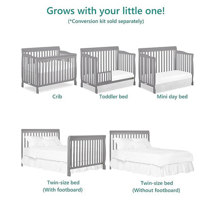 Dream On Me Ashton 4-In-1 Convertible Crib In Storm Grey, Greenguard Gold, JPMA Certified, Non-Toxic Finishes, Features 4 Mattress Height Settings, Made Of Solid Pinewood