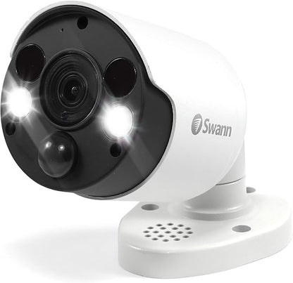 Swann Home Security Camera, POE Cat5e NVR 4K HD Video, Indoor or Outdoor Wired Surveillance CCTV, Color Night Vision, Heat Motion Detection, LED Lights, Metal Housing, Face Recognition, 2-Way Talk