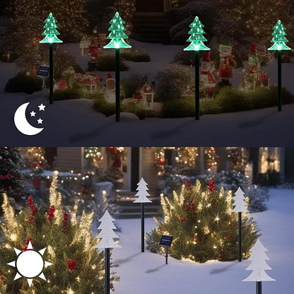 ILLUMINEW Christmas Solar Pathway Lights, Set of 5 Waterproof Landscape Christmas Lights, Stake Christmas Decorations, LED Lights for Yard Lawn Patio Walkway Decor (5PCS-Green-Tree)