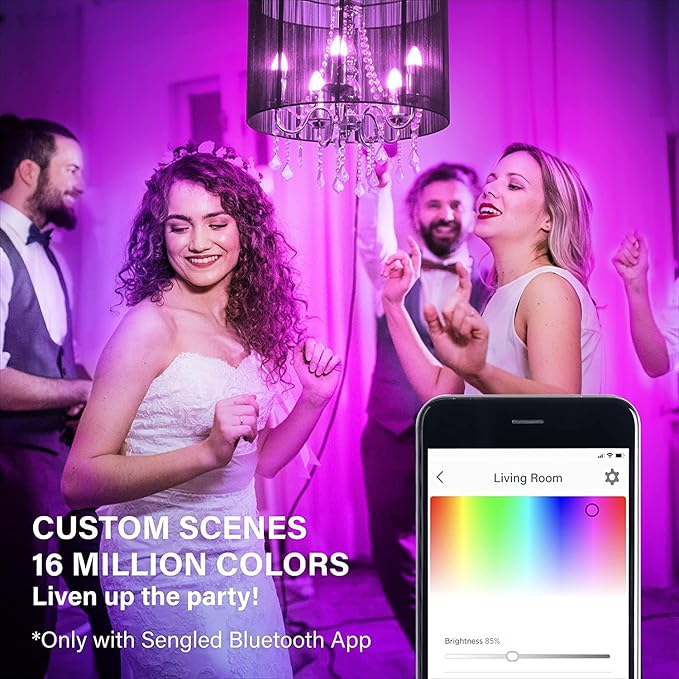 Sengled Alexa Light Bulb, E12 Smart Bulb, S1 Auto Pairing with Alexa Devices, Candelabra Light Bulbs, Smart Chandelier Light Bulbs that Work with Alexa, 45W Equivalent, Multicolor Dimmable, 2-Pack