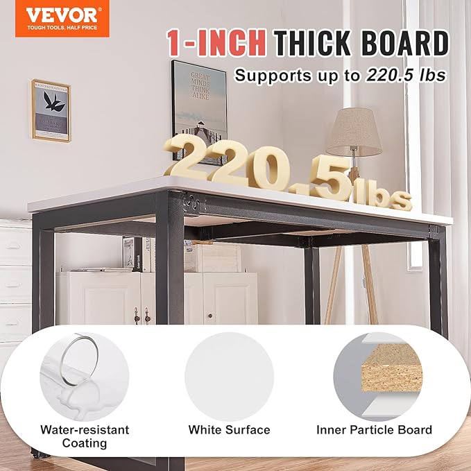 VEVOR One-Piece Particle Board Desktop Universal Tabletop, 60" x 25" x 1", White