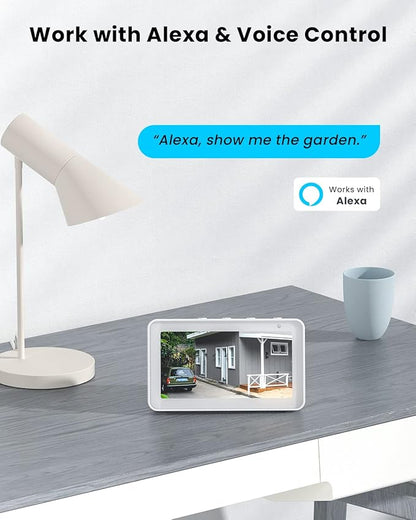Security Cameras Wireless Outdoor, 2K Solar Security Camera System 360° PTZ with Spotlight & Siren, ieGeek 2.4Ghz Outdoor Security Cameras,Color Night Vision, Work with Alexa, PIR, 2-Way Talk, IP65